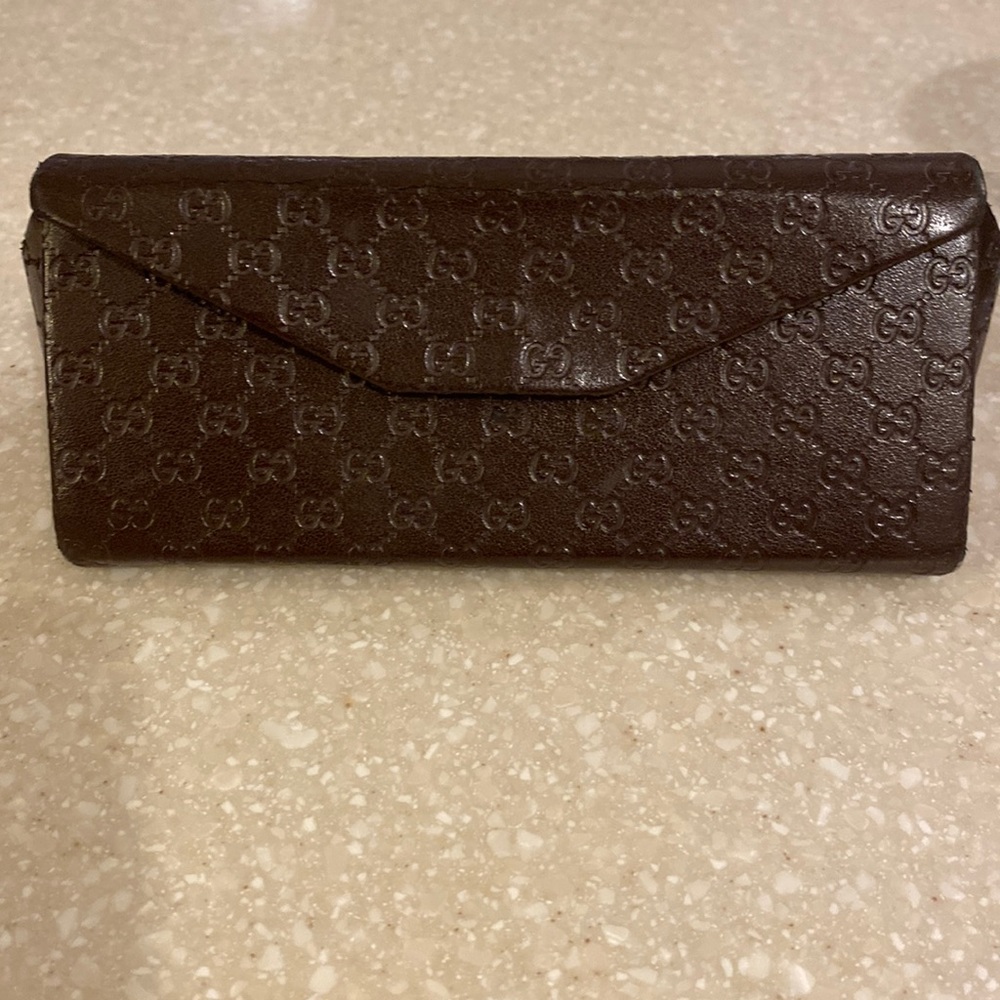 Brown leather glasses case